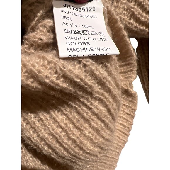 Shein Beige Knit Sweater V-Neck Drawstring Ruched Front Acrylic Size S - Picture 4 of 4